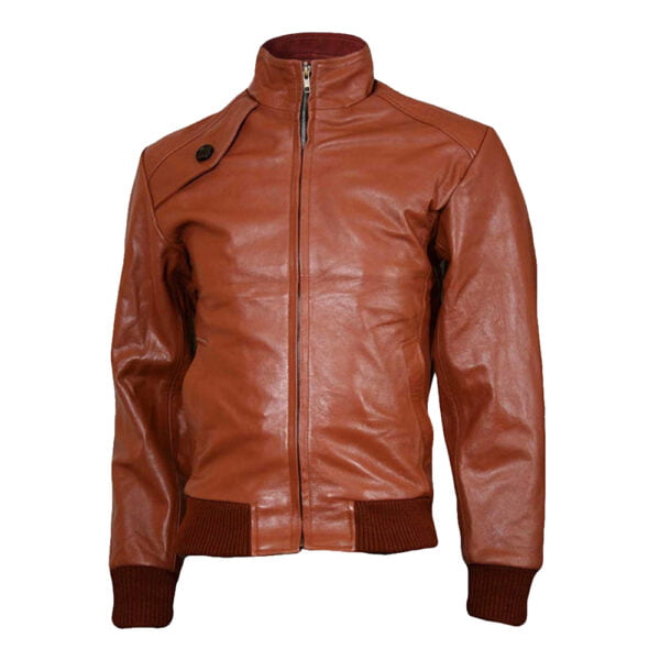Tan Bomber Leather Jacket