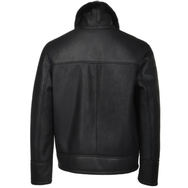 Black Genuine Shearling Jacket For Men