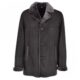 Black and Grey Shearling Coat For Men