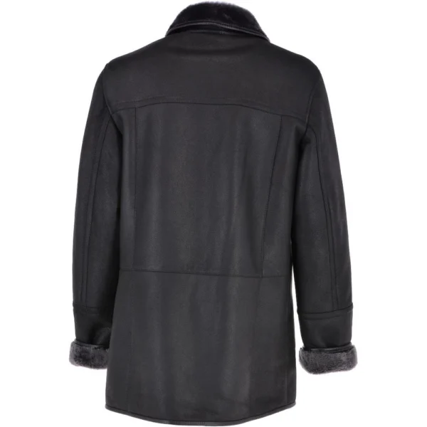 Black shearling coat for men