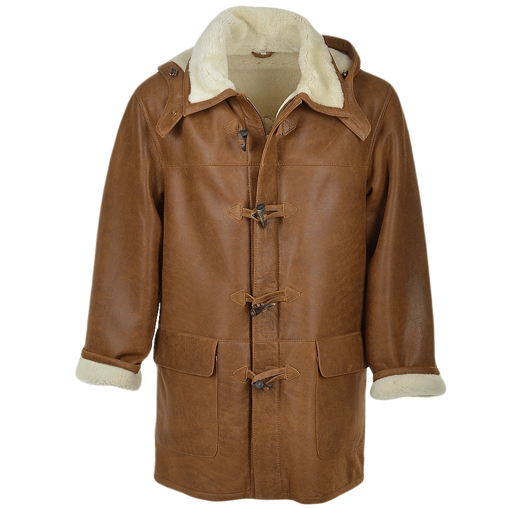 Brown Leather Shearling Coat