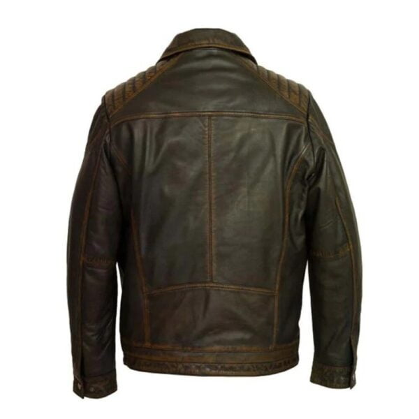Brown Leather Trucker Jacket For Men