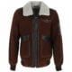 Brown leather aviator bomber jacket