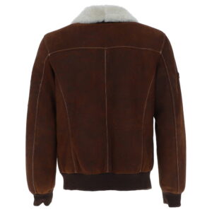 Brown leather aviator bomber jacket