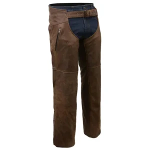 Brown leather chaps for men