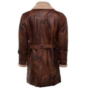 Brown leather trench coat