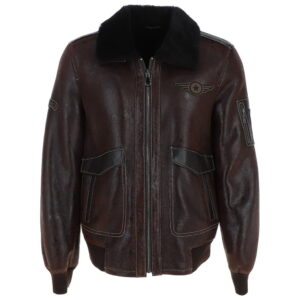 Dark Brown Leather Aviator jacket for men