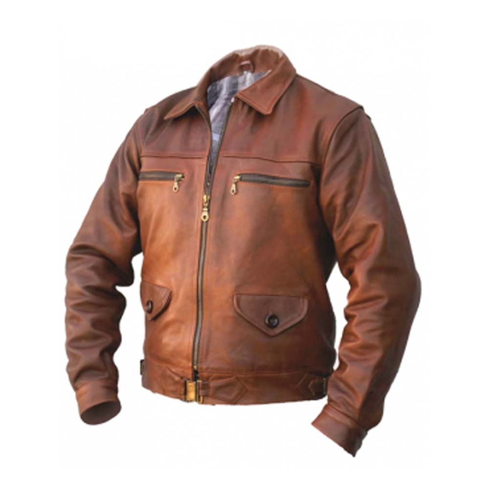 Elegant Brown Leather Flight Jacket