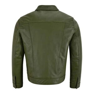 Leather trucker jacket for men