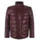 Maroon Leather Puffer jacket