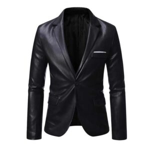 black mens leather blazer