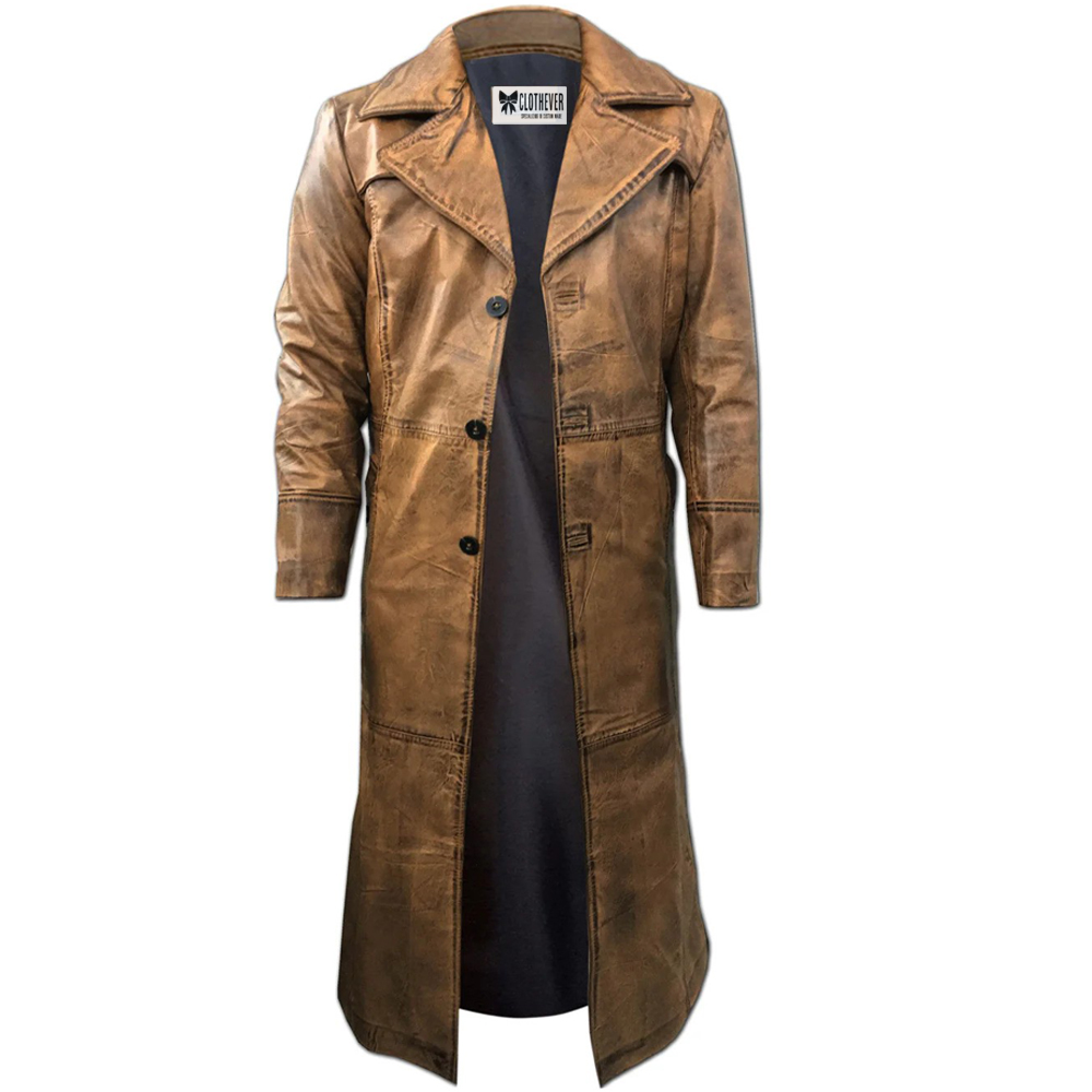 full length leather duster coat