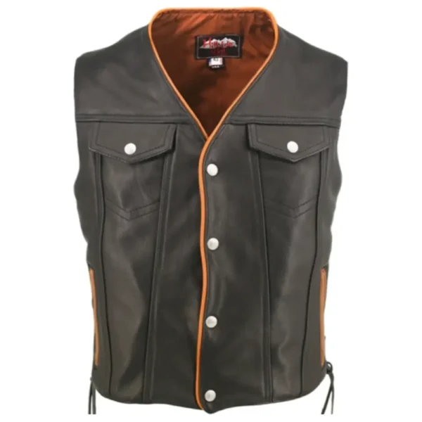 leather moto vest men