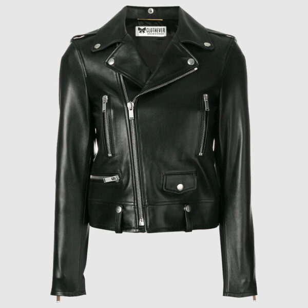 Black Leather Biker Jacket for rider girls