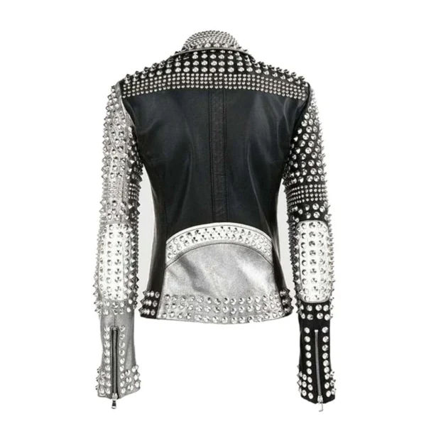 Black and White studded leather jacket