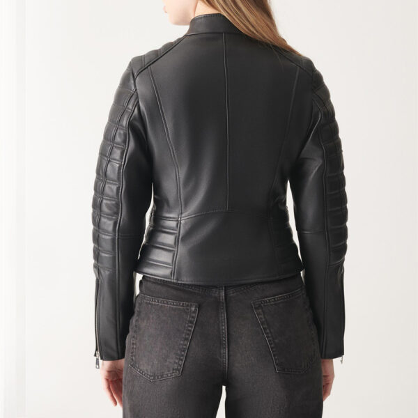 Black biker leather jacket for women