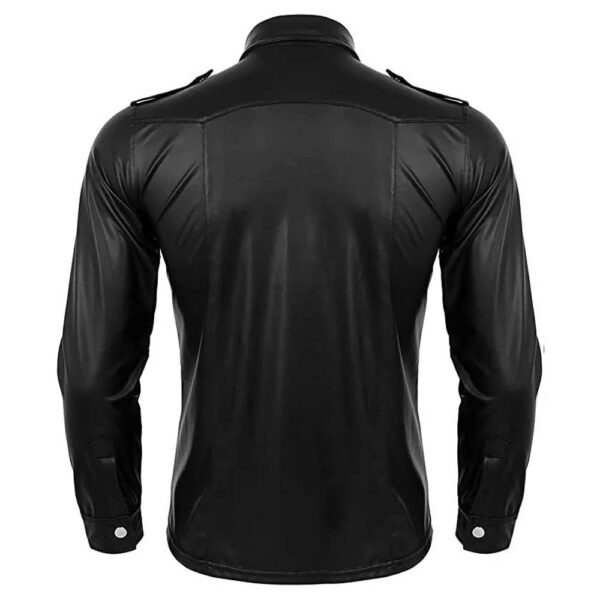 Black leather shirts for men