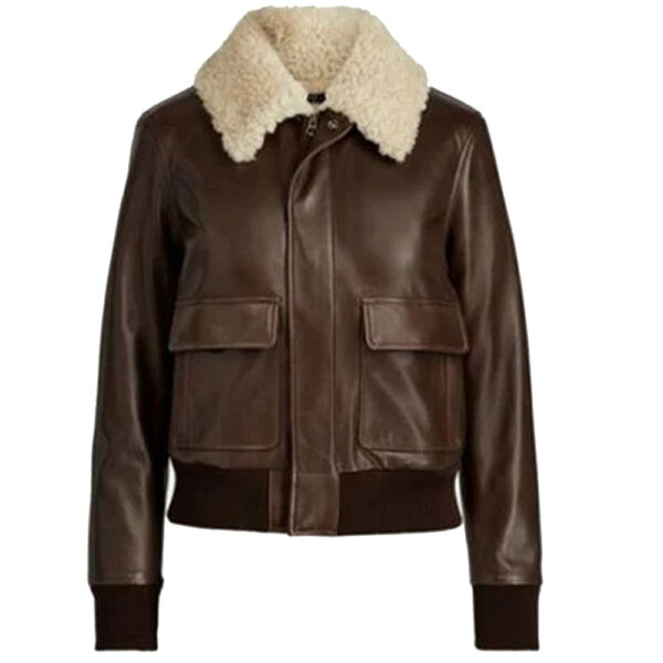Brown leather bomber jackets
