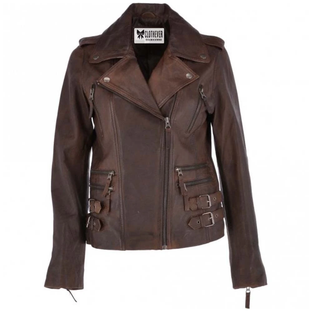 Clothever coco brown leather jacket