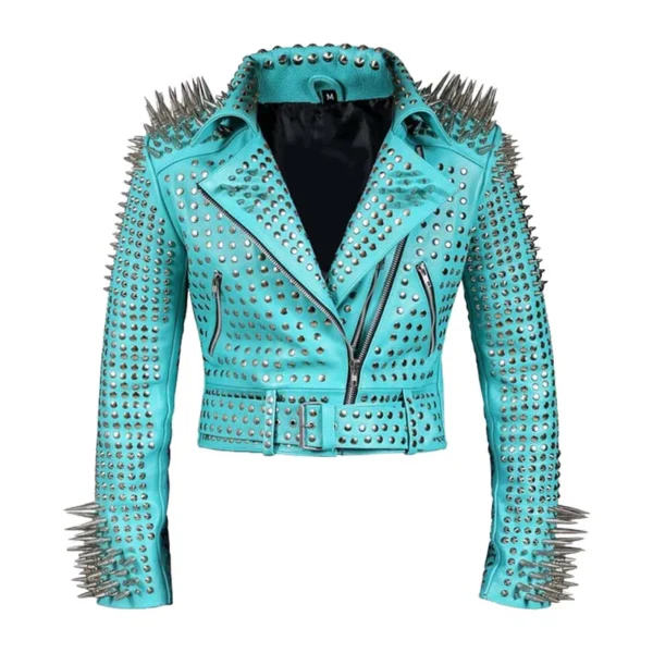 Cropped studded jacket leather