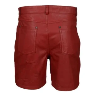 Maroon leather shorts for men