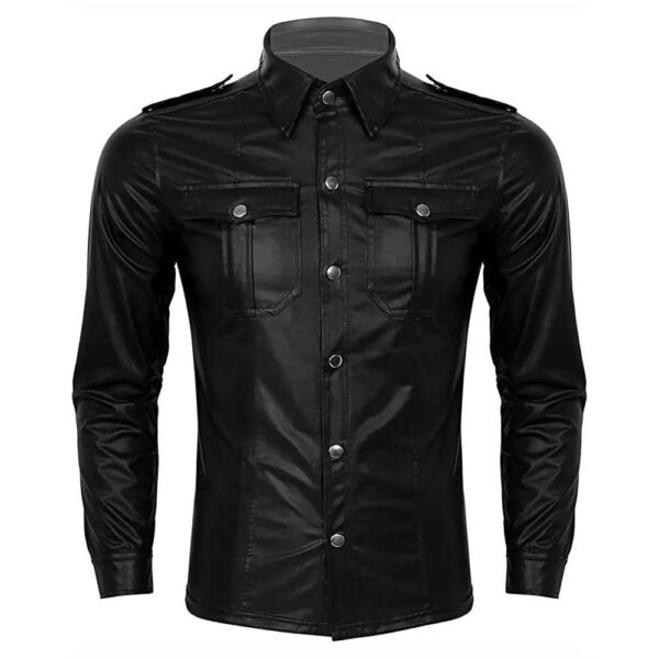 Men genuine leather shirt