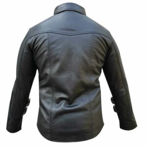 Stylish black mens leather shirt