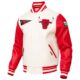 White and red chicago bulls varsity letterman jacket