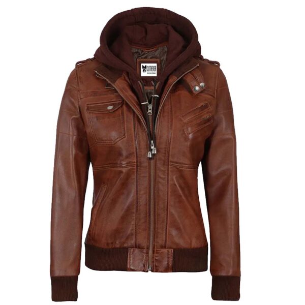 brown leather bomber jacket