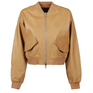 ladies leather bomber jacket