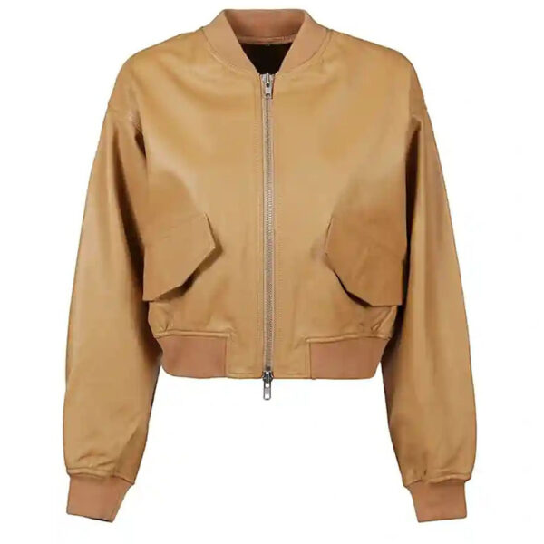 ladies leather bomber jacket