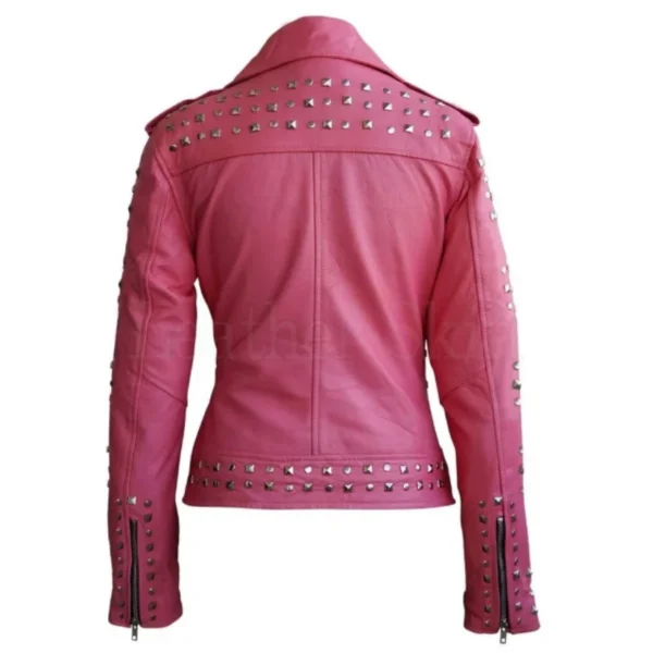 pink studded leather jacket