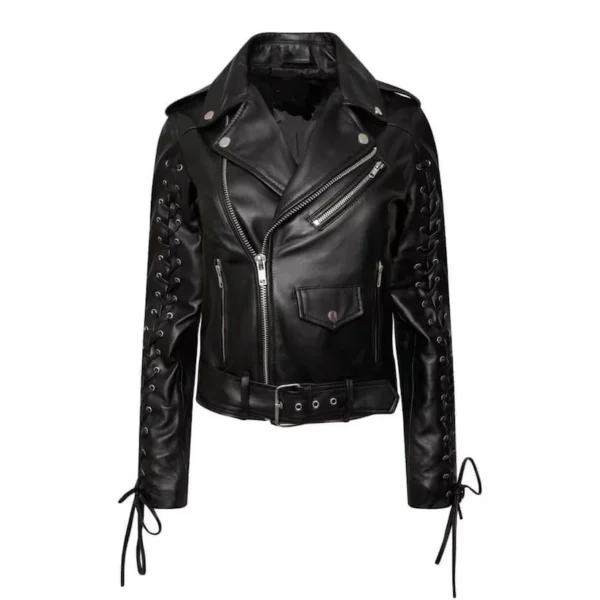 studded leather biker jacket