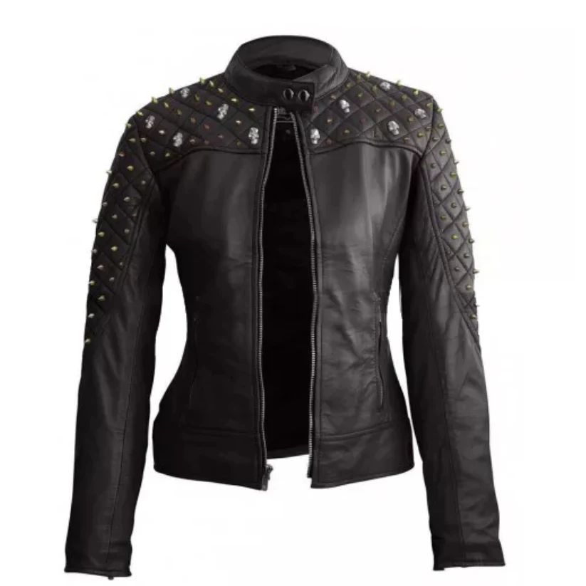 studded leather jacket for women