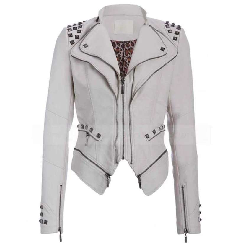 white studded leather jacket