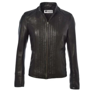womens black leather jacket