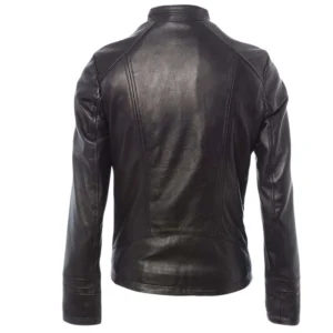 womens black leather jacket