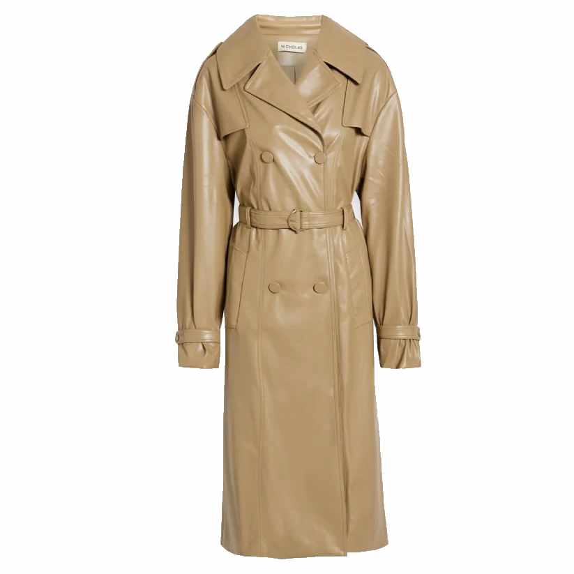 Afforable Beige leather trench coat