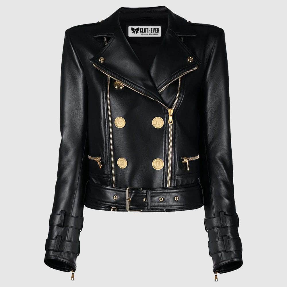 Black celebrity women leather jacket