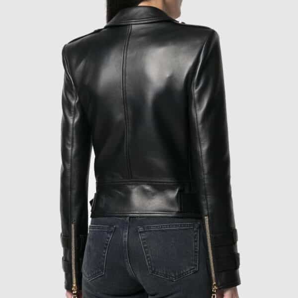 Black celebrity women leather jacket