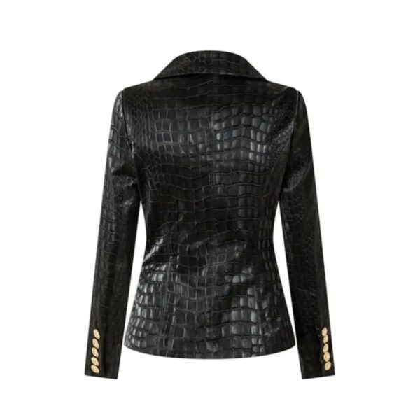 Black leather blazer women