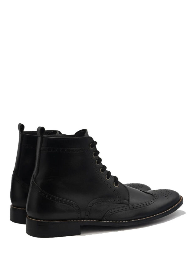 Black men leather lace up boot