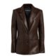 Brown leather blazer women