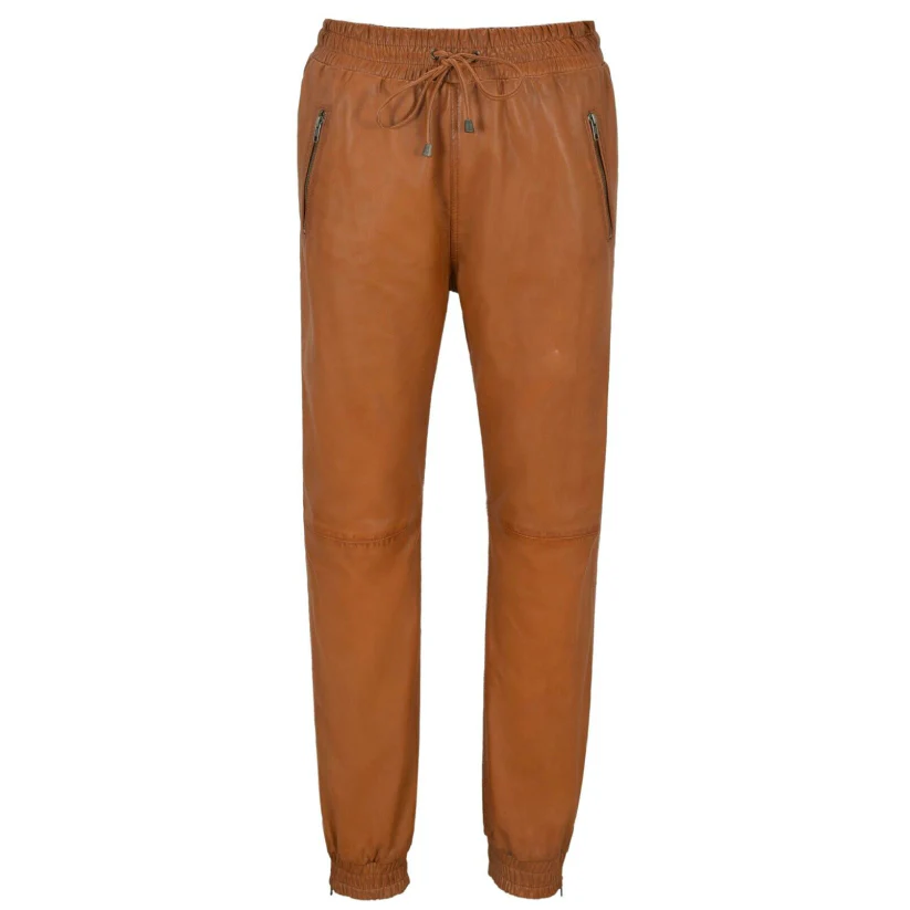 Brown leather pants women