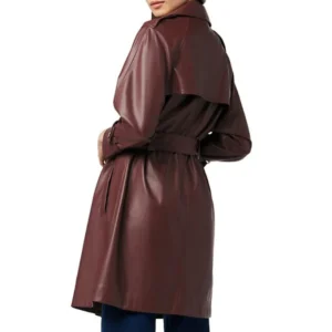 Brown leather trench coat womens