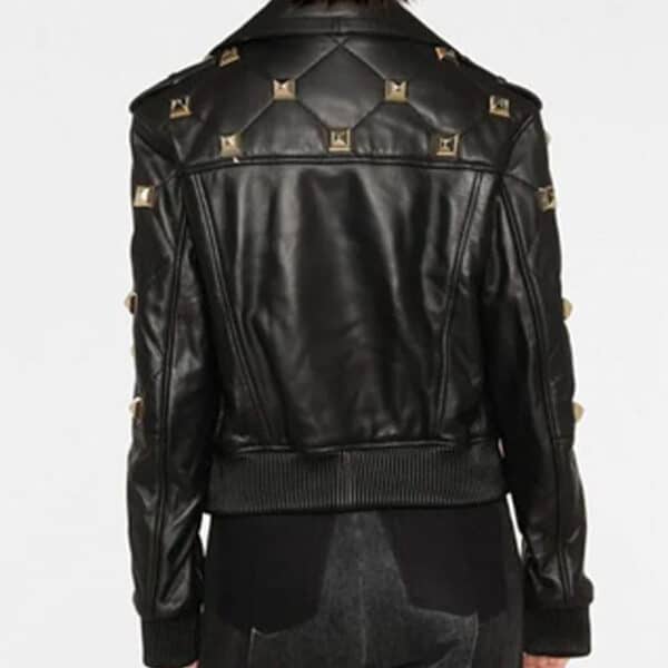 Genuine black women leather jacket