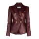 Maroon leather blazer women