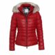 Red leather puffer jacket