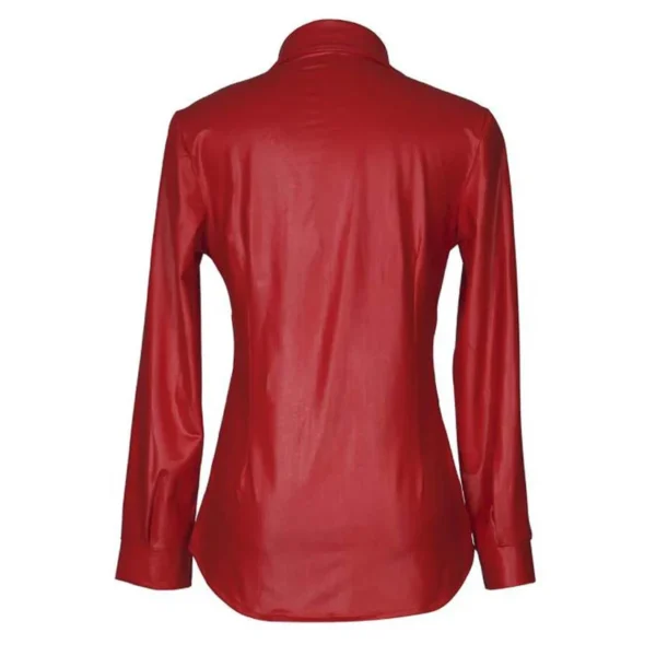 Red leather shirt