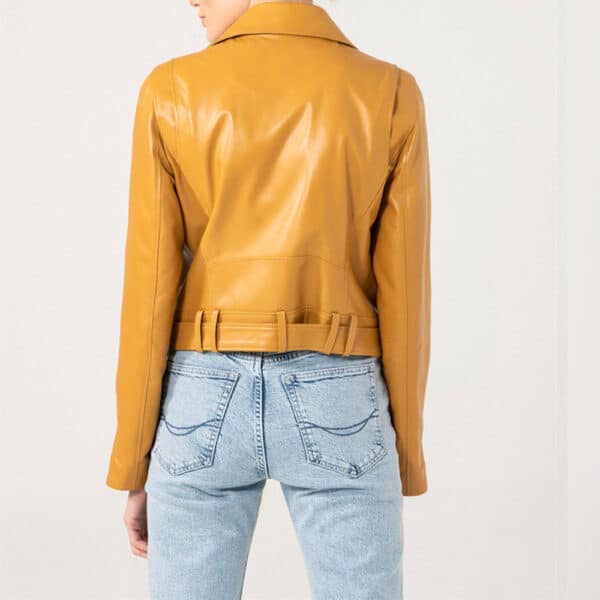 Yellow women leather jackets